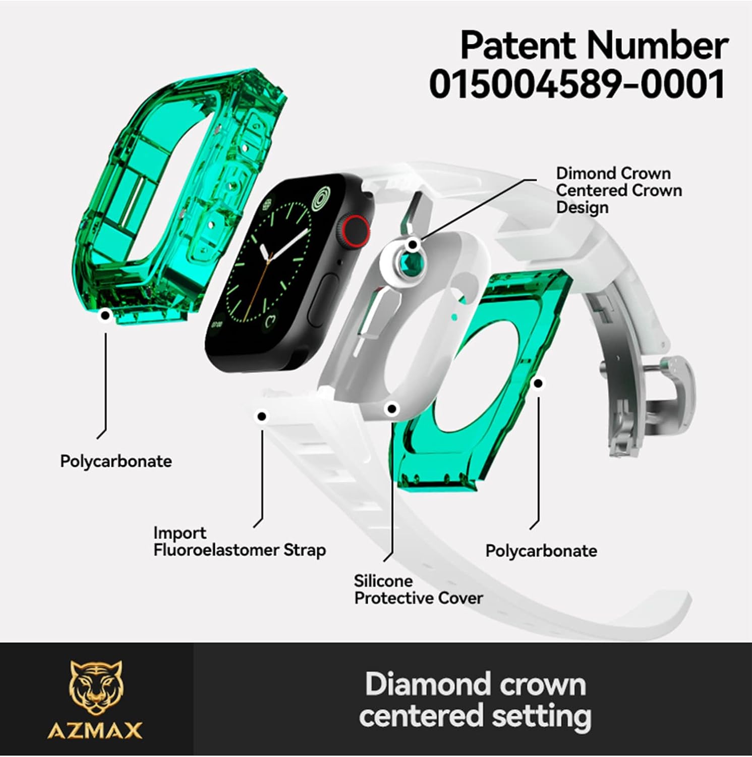 For Apple Watch band 44mm/45mm Crystal Transparent Case,Men Rugged Case and Fluorine Rubber Wristband Compatible Apple Series iWatch 8 7 6 5 4 SE,Watch transparent Case(44mm/45mm/black)
