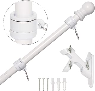 NELXINJO 5FT Stainless Steel Tangle-Free Flagpole Kit with Bracket - Weatherproof Wall Mount for 3x5 American Flags