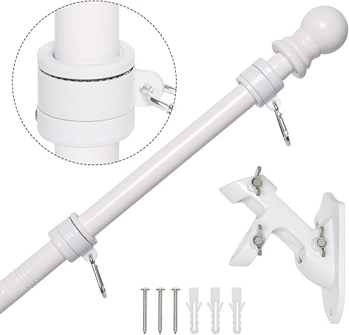 NELXINJO Kit de poste de bandera de acero inoxidable de 5 pies con abrazadera para exterior de la casa | Montaje exterior para bandera americana de