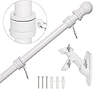 NELXINJO 5FT Stainless Steel Flag Pole Kit with Bracket for Outside House | Outdoor Mounting for 3x5 American Flag (Without Flag, White)