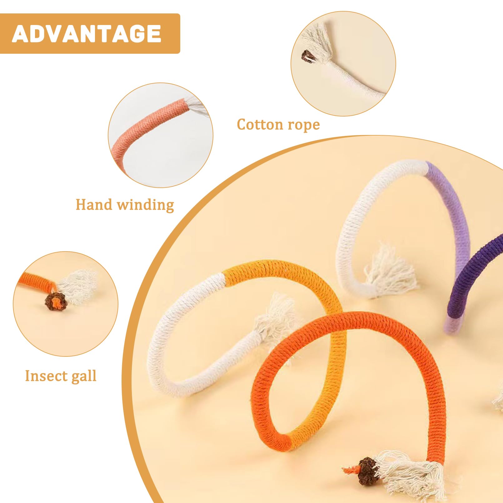 Giocattoli Per Gatti Con Erba Gatta - 4 Pezzi In Corda Di Cotone E Sisal | Per Pulizia Denti E Gioco Interattivo - Foto 4