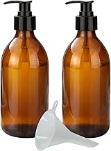 Mikken - 2 Soap Dispensers Lotion Dispenser Made of Brown Glass, BPA Free, Food Safe incl. Funnel