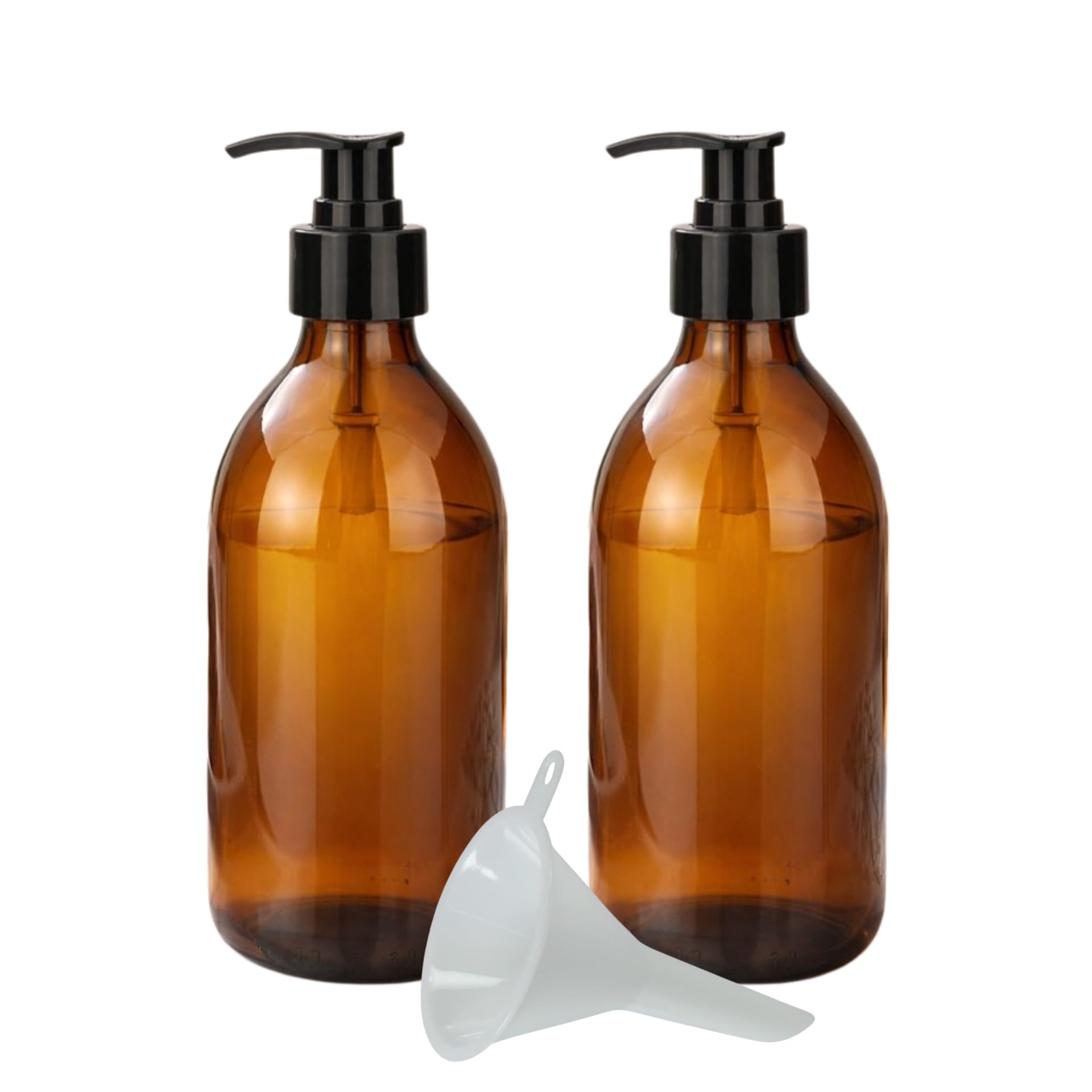 mikken 2 Soap Dispensers 250 ml Glass Brown BPA for Disinfectants Food Safe with Funnel