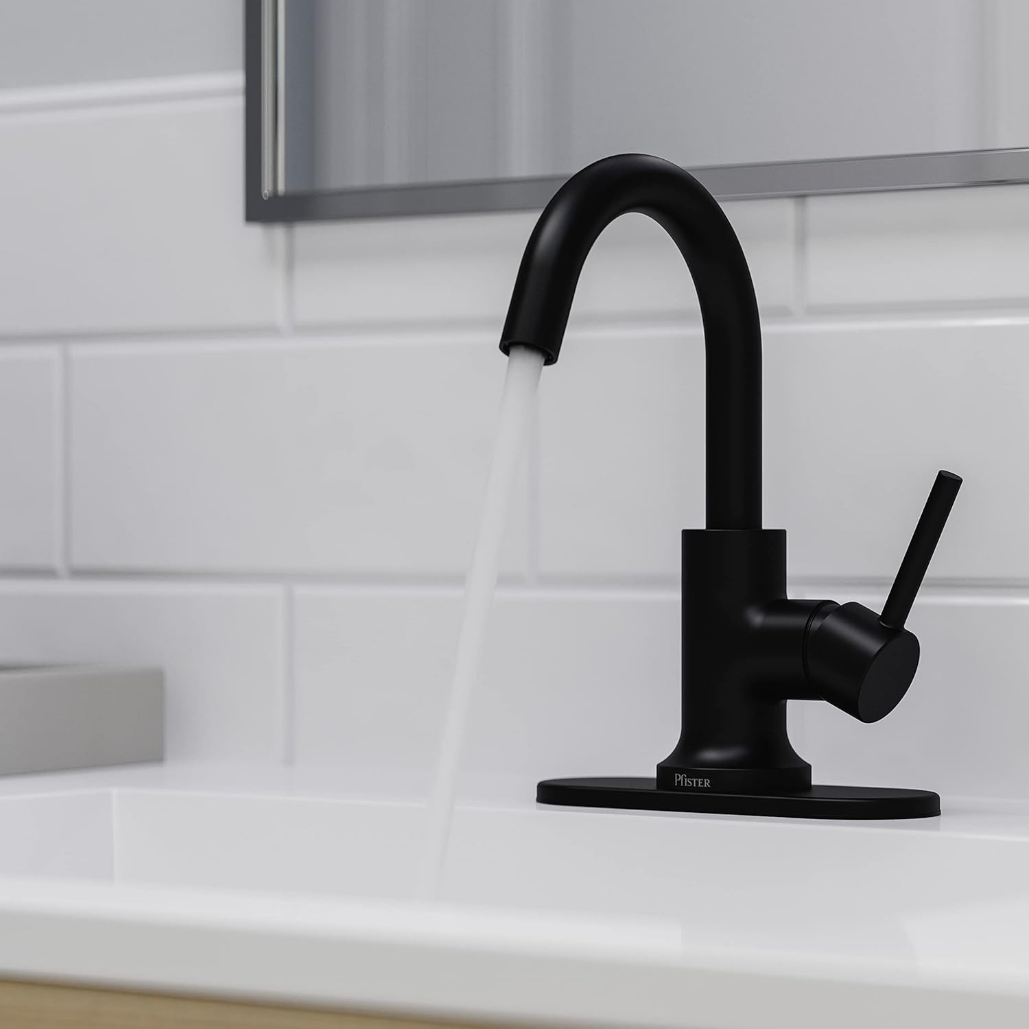 Pfister Zeelan Bathroom Sink Faucet, Single Control, 1-Handle, Single Hole, NSF Certified, Matte Black Finish, LF042ZLB