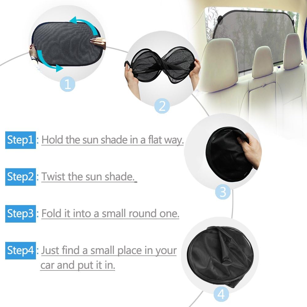 Rear Window Sunshade,2win2buy Car Sun Protector Maximum UV Protector for Rear Facing Car Seats, Passengers & Pets with Suction Cups Fit Most of Vehicle