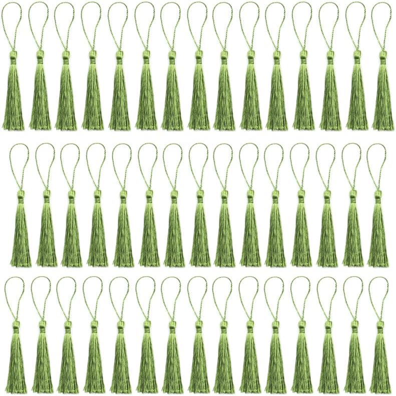 100 Pcs Tassels Silky Tassels for DIY Craft Home Décor Handmade Bookmarks Tassels Navy Blue