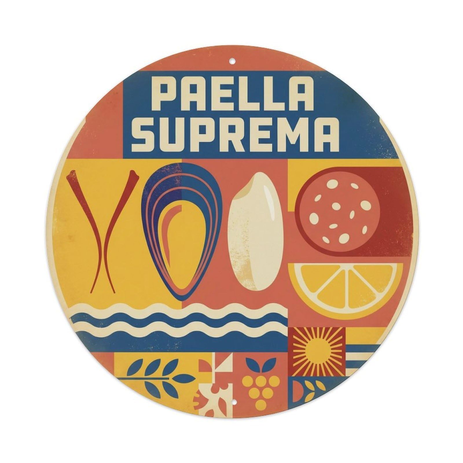 Paella Heritage Screenprint Spanish Food Culture Metal Tin Sign