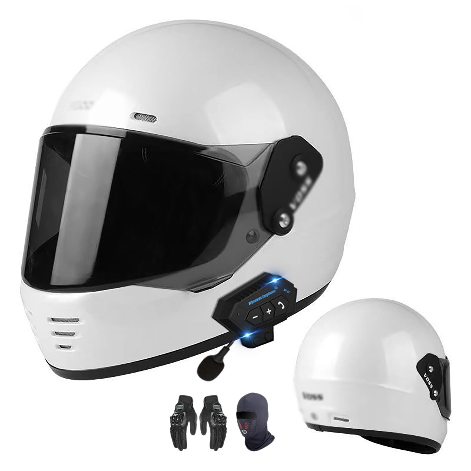 Kask szczękowy z Bluetooth, zintegrowany kask motocyklowy z podwójnym wizjerem, certyfikat ECE, kask integralny, z wbudowanym mikrofonem D1, rozmiar XXL = 63-64 cm