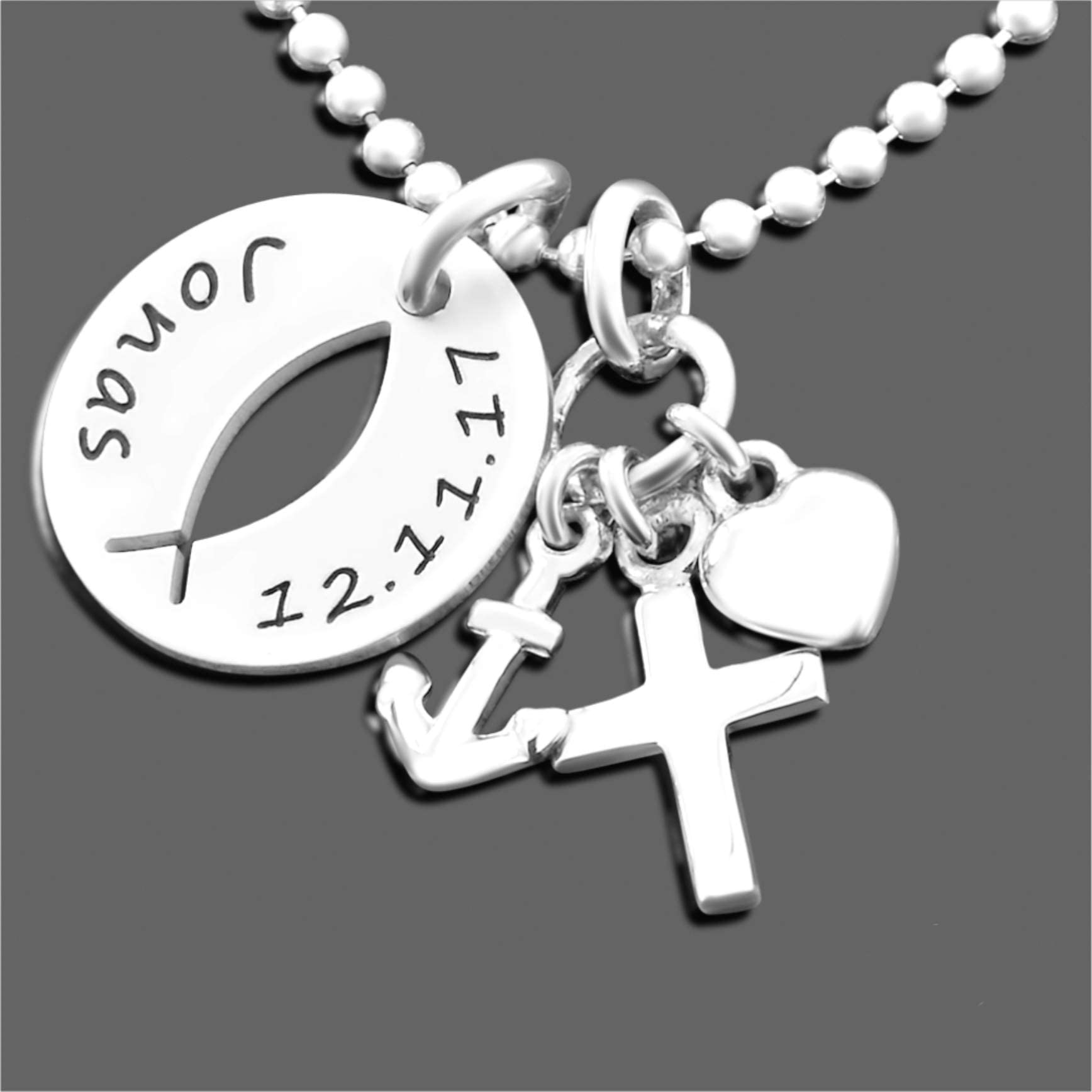 Namenskette 925 Silber mit Gravur Taufkette Taufe Silberschmuck Taufschmuck Glaube Liebe Hoffnung Kette Ichtys Baby Heilige Taufe Kinderschmuck | HANDMADE IN GERMANY