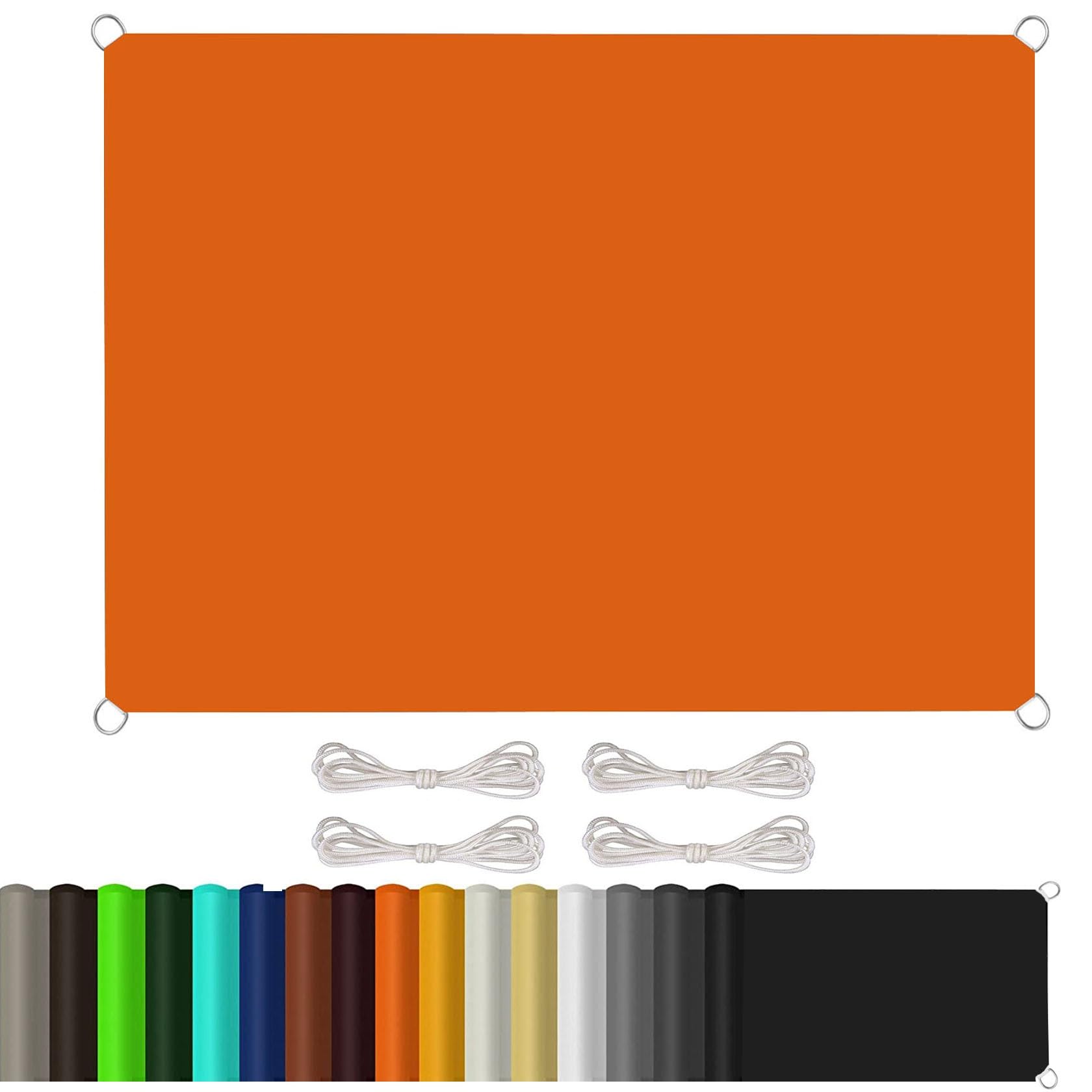 Voile d'ombrage 3x5 m de haute qualité en polyester orange avec cordes de fixation