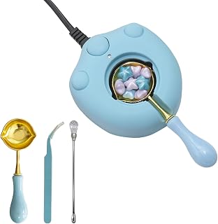 Blue Electric Wax Seal Warmer Kit with Spoon and Tweezers, Great Tool for Envelope Letter Art Craft, Christmas Gifts (Blue)