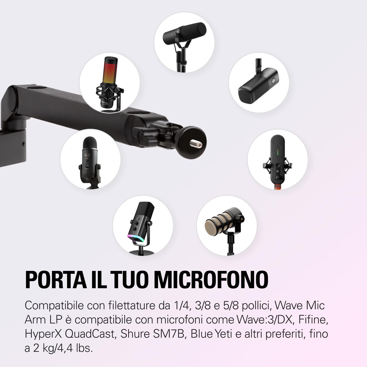 Elgato Wave Mic Arm (Low Profile) - Braccio snodabile a profilo basso, canaline per cavi a scomparsa, interamente in metallo, versatile morsetto da scrivania, studio, trasmissioni, streaming