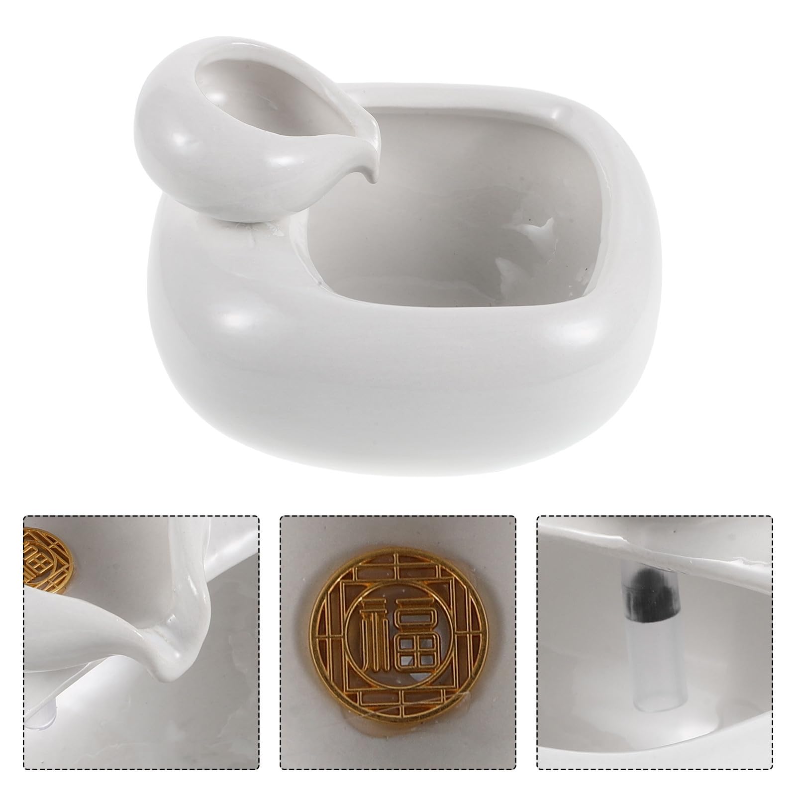 ULTECHNOVO Décoration Aquarium Blanc en Céramique Circulation d'eau pour Poissons et Plantes, Améliore L'air Frais sur Bureau ou Rebord de Fenêtre