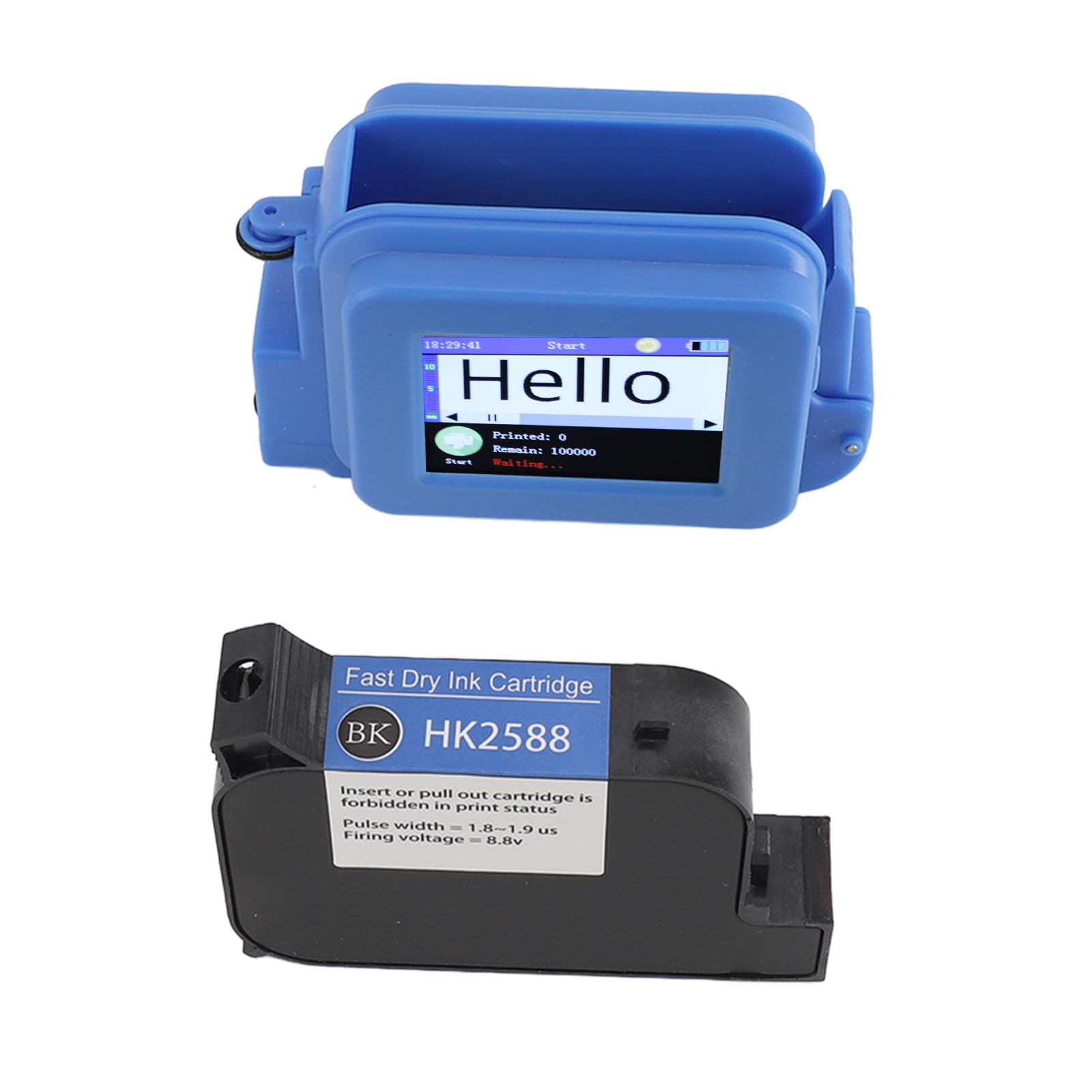 Stampante a getto d'inchiostro tascabile regolabile altezza di stampa 0,1-0,5/1 touch screen Encoder a getto d'inchiostro portatile con inchiostro rapido per stampante per codici a barre (blu)