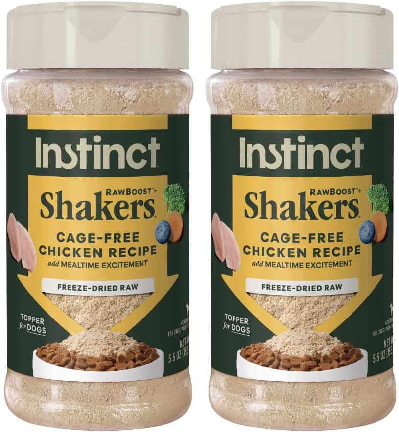 Instinct Freeze Dried Shakers, Dog Food Topper, Chicken, 5.5 oz. (Pack of 2)