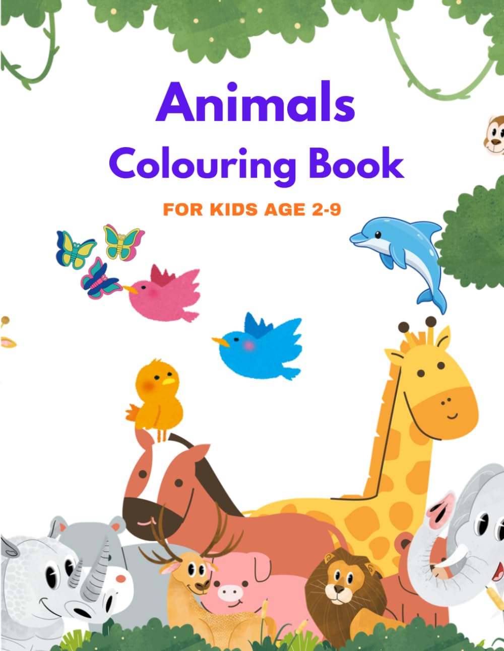Animals colouring book for kids: Cute activity book for age2-9