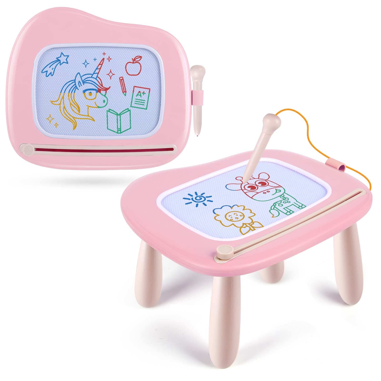 Smasiagon Toys for 2 Year Old Girls, Magnetic Drawing Board Doodle Pad for Toddlers 1-3, Educational Learning Travel Toys for Baby Girls Kids Birthday Easter Gifts (Pink)