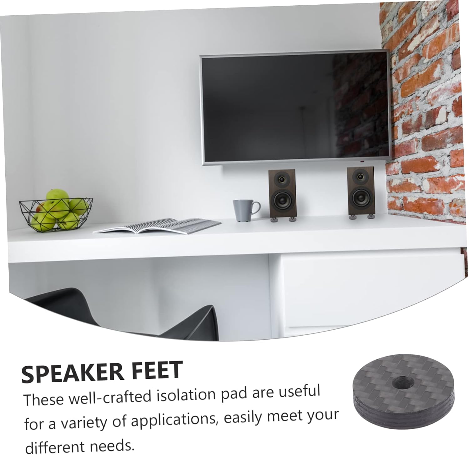 SHOWERORO 4Pcs Carbon Fiber Speaker Isolation Feet Pads for Audio Equipment Vibration Absorber Spikes for and Speakers Non-Slip Base for Home Theater