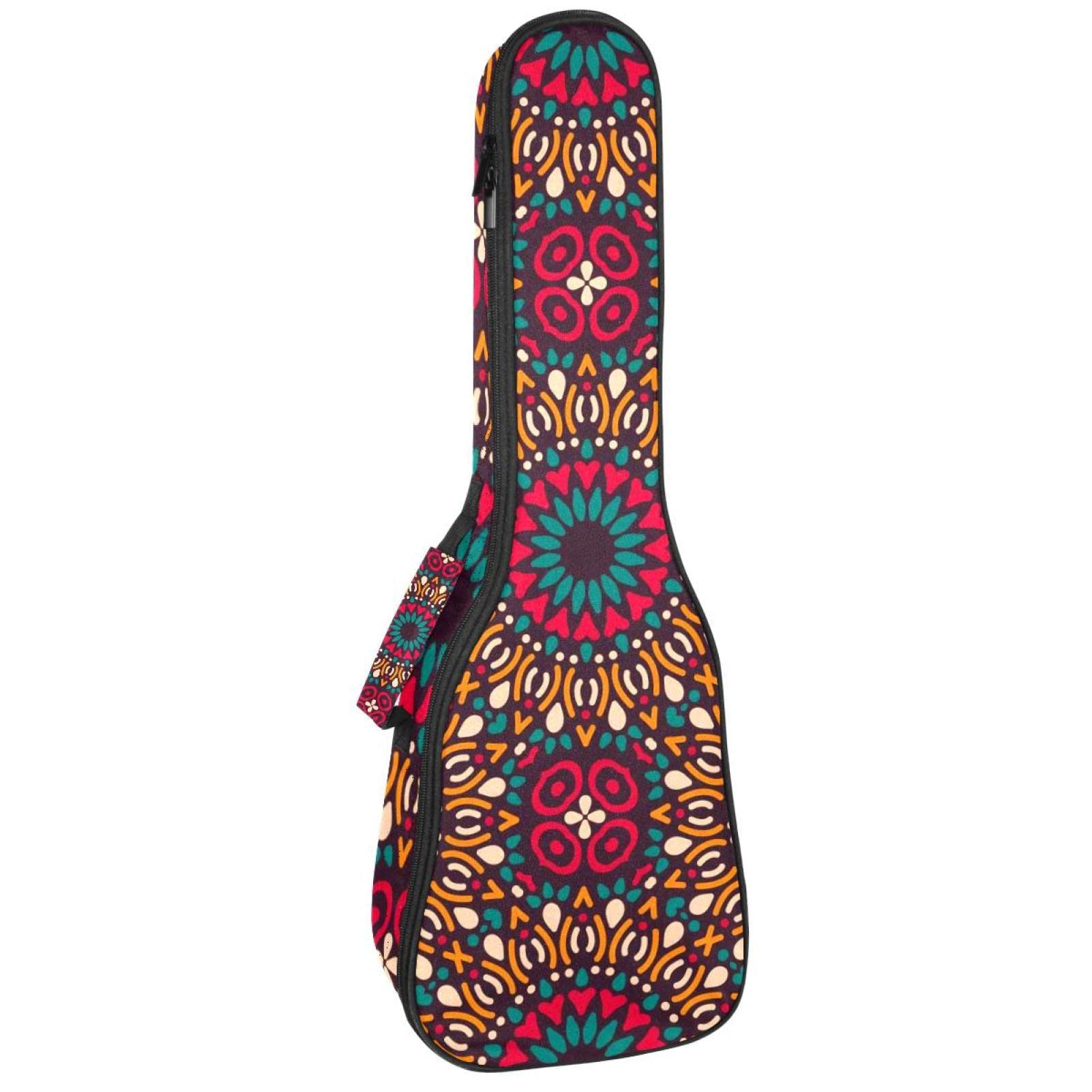 Sac à dos robuste pour ukulélé de concert - Sac de rangement pour ukulélé soprano - Sac rembourré de 10 mm - Motif mandala - Sans couture