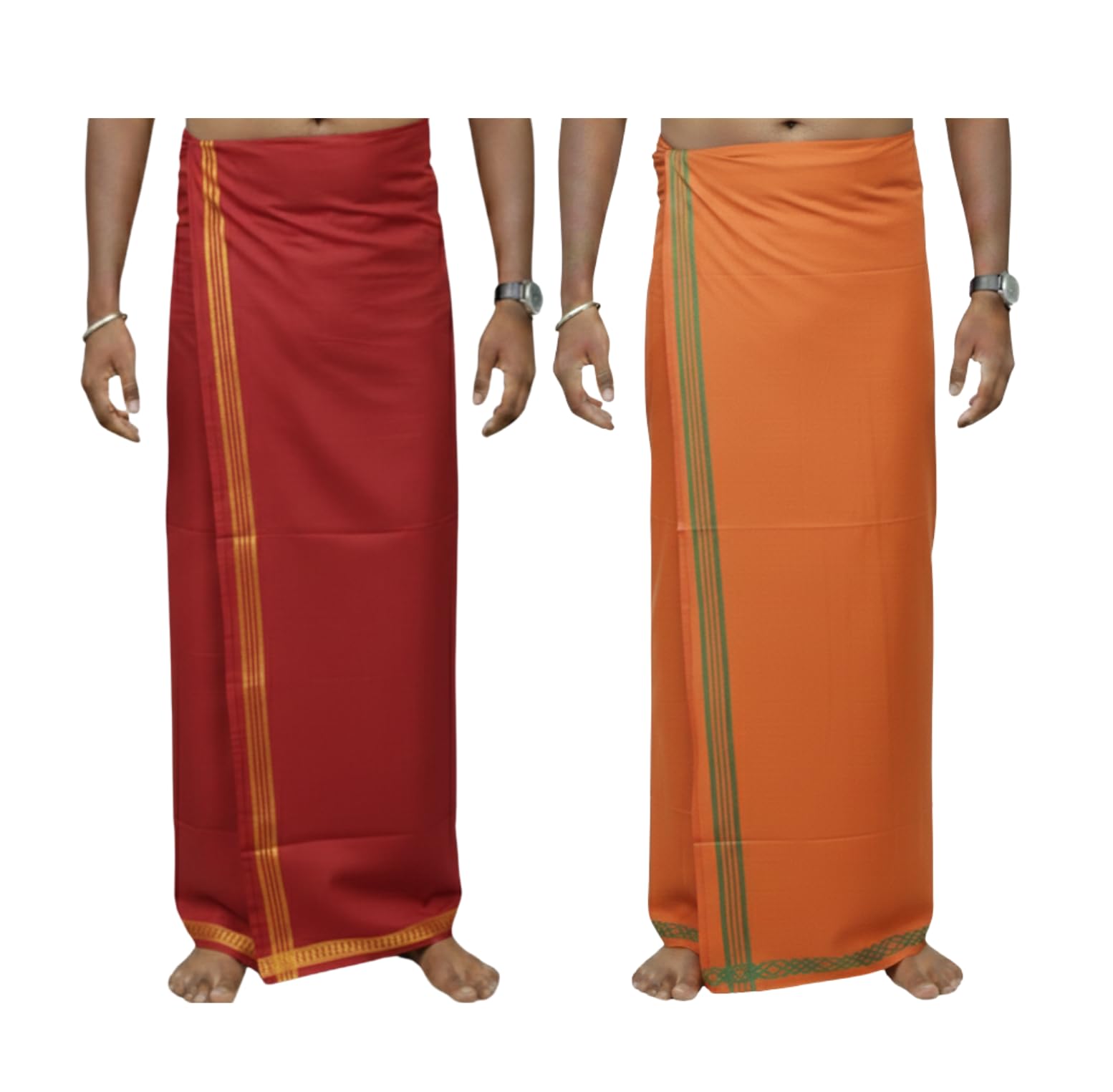 tharunsha elite 100% Cotton Men's Single Dhoti -2.00 Mtrs Lines Set 2-picture-13