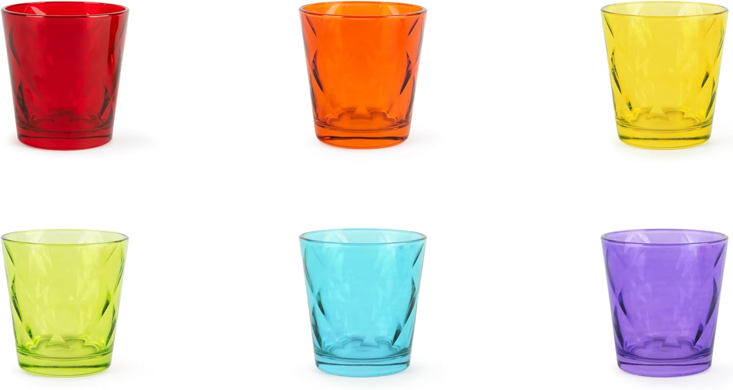 Excelsa Barcelona Set of 6 Water Glasses, Glass, 245 ml, Multi-Coloured