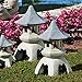 Design Toscano Asian Decor Pagoda Lantern Indoor/Outdoor Statue, Set of 2 Large, Cast Stone Resin, Two Tone Stone Finish