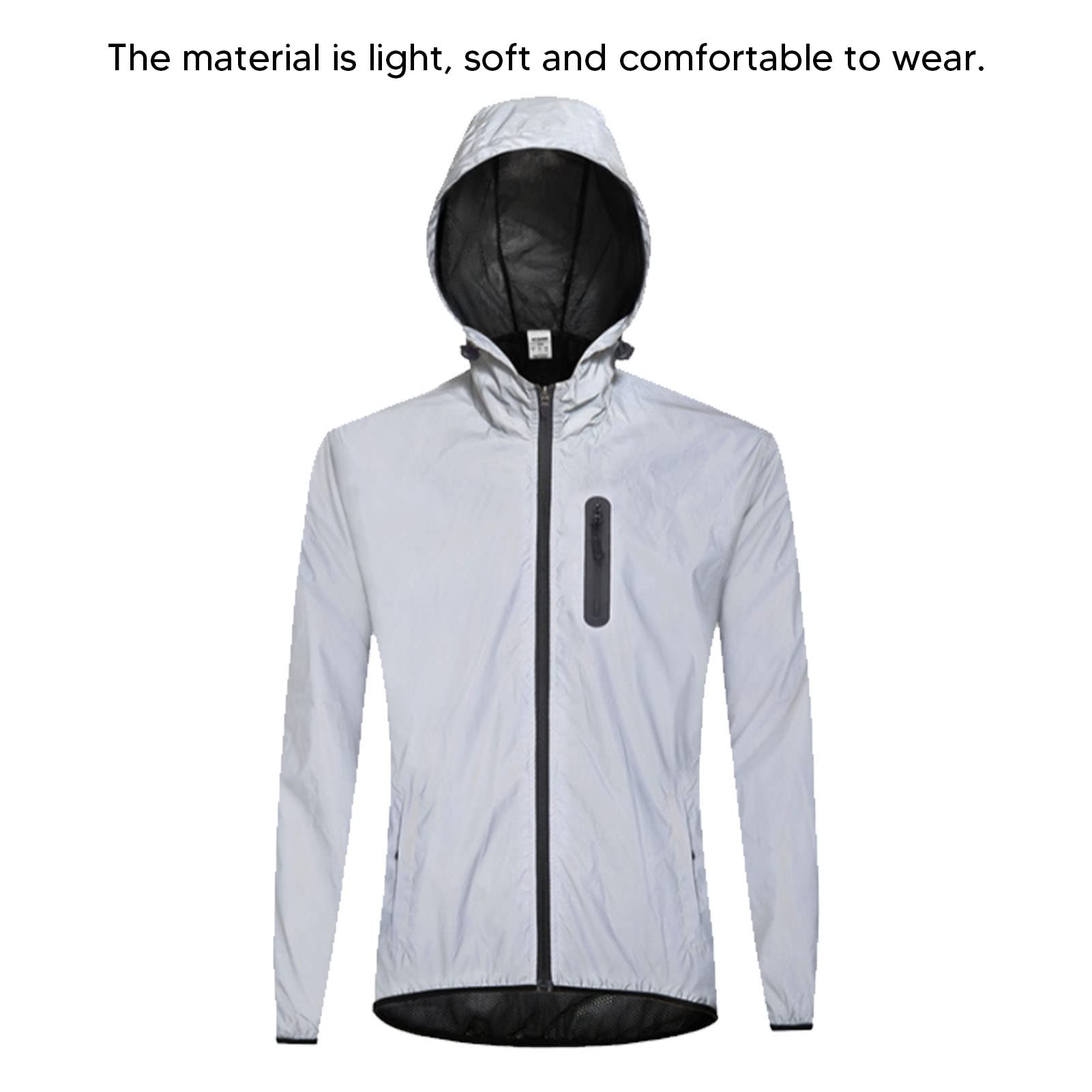 Atyhao Chaqueta de ciclismo totalmente reflectante, malla transpirable, impermeable, cómoda chaqueta de ciclismo con capucha, gran practicidad para montañismo