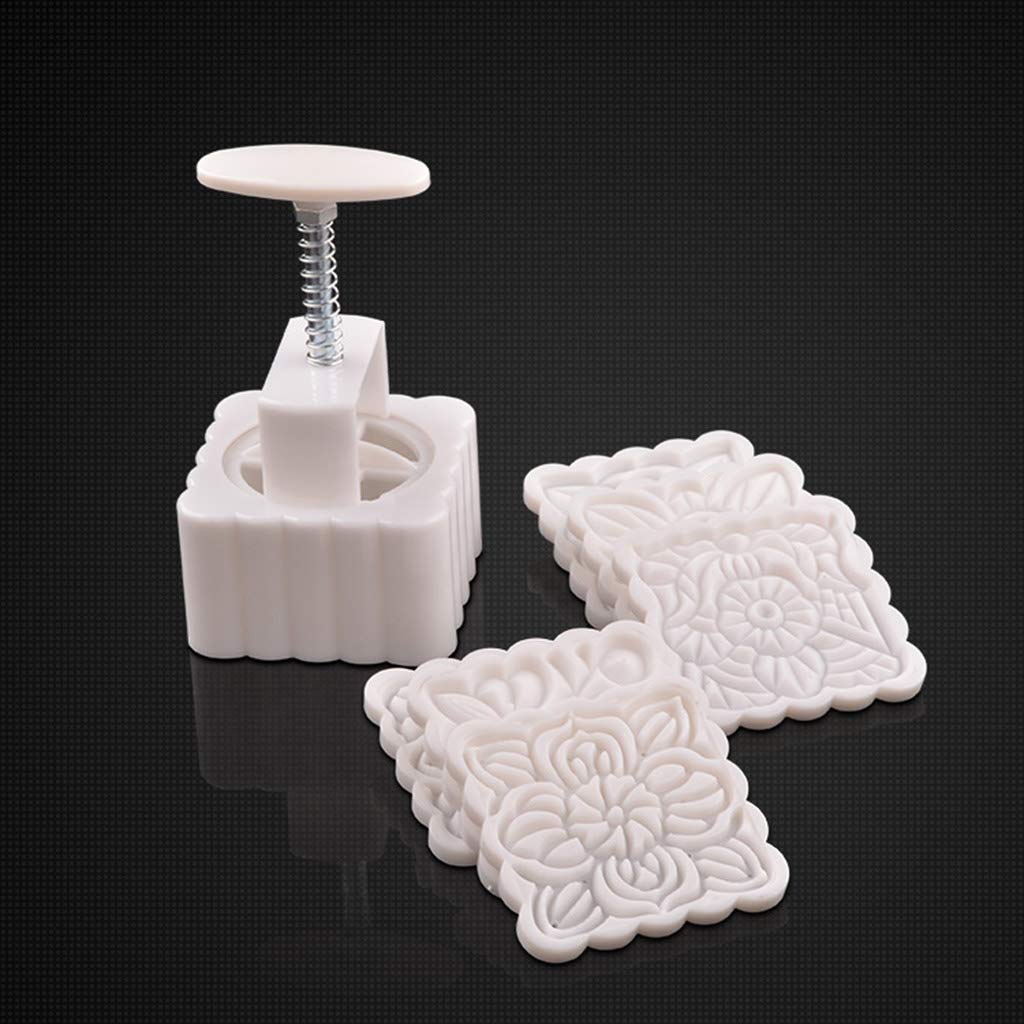 250g DIY Bakeware Mid-Autumn FestivalMooncake Mold with 6pcs Square Flower Stamps Hand Press Moon Cake Pastry Mould