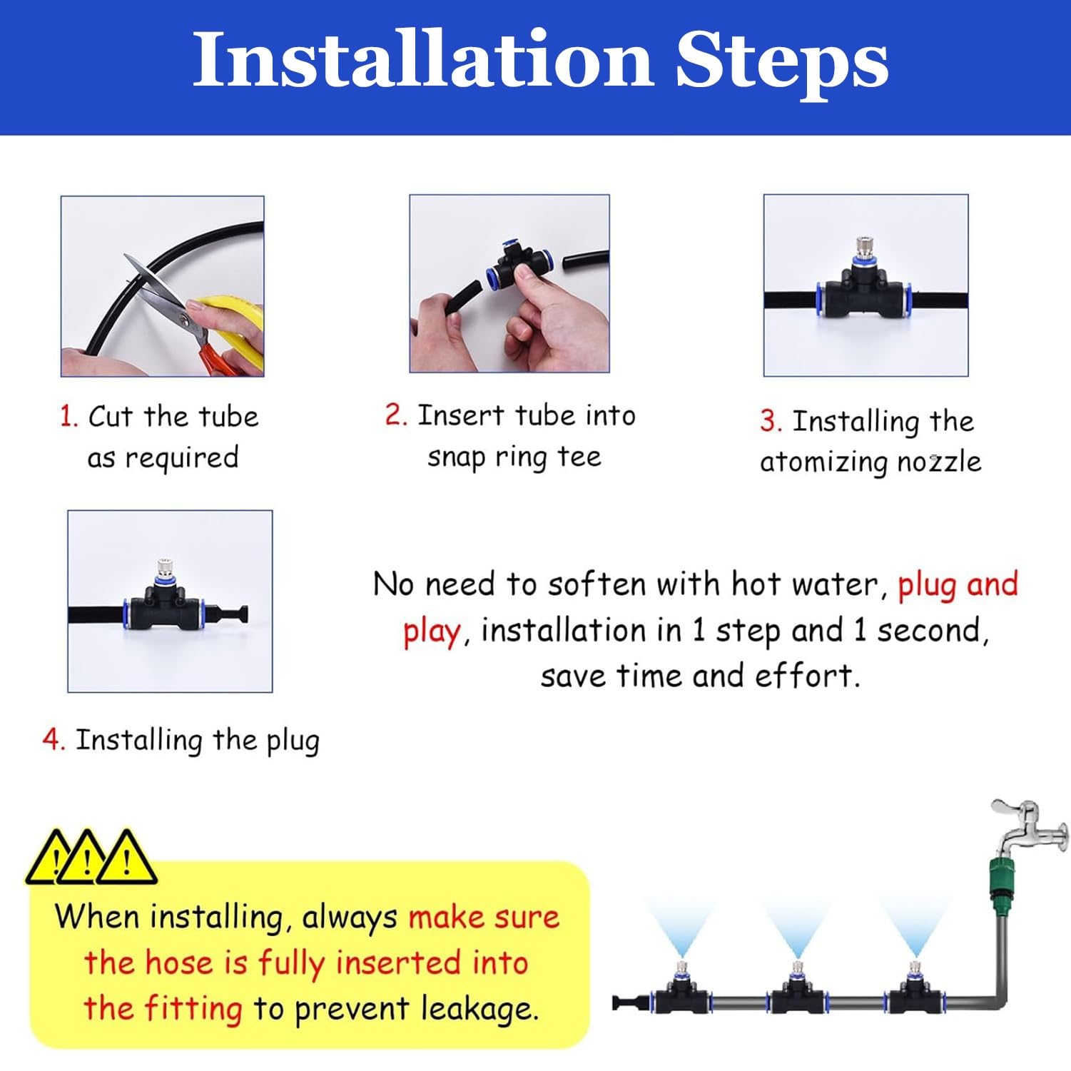 Kit di Irrigazione A Nebulizzazione, Sistema di Raffreddamento per Esterni con Ugello Regolabile E Filtro per L'acqua per Tetti/Serre/Piante | 70m/230ft