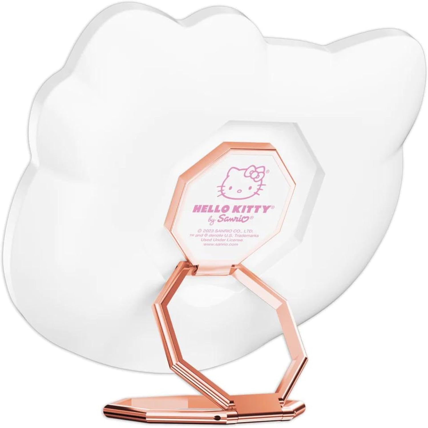 Impressions Vanity Hello Kitty 3X Magnifying Pocket Mirror with Stand, Adjustable Brightness Daylight LED Lighted Compact Makeup Mirror for Desk, Travel, Purse (White) - Image 3