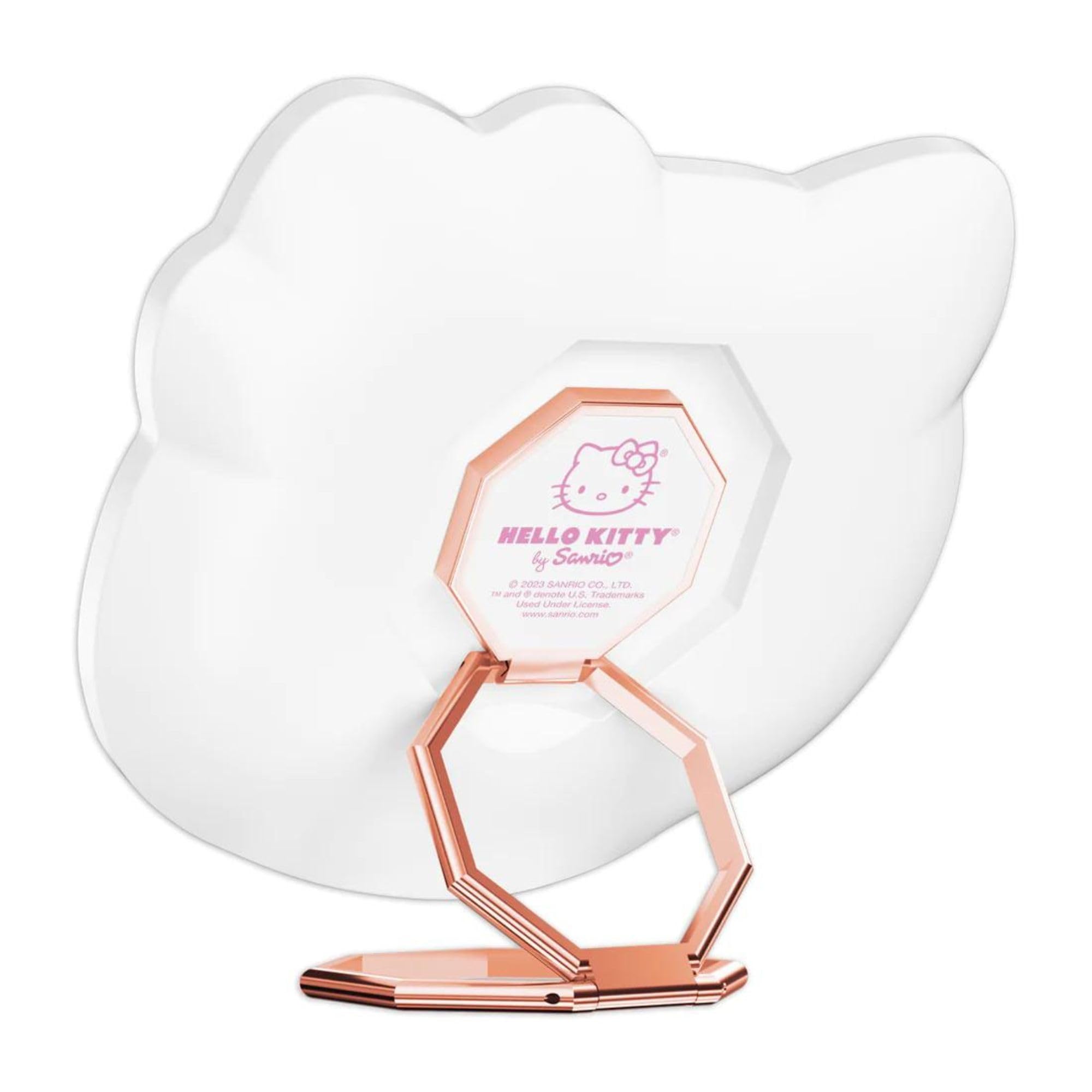 Impressions Vanity Hello Kitty Taschenspiegel mit 3-facher Vergrößerung, verstellbare Helligkeit, Tageslicht, LED-beleuchtet, kompakter Make-up-Spiegel für Schreibtisch, Reisen, Geldbörse (weiß)