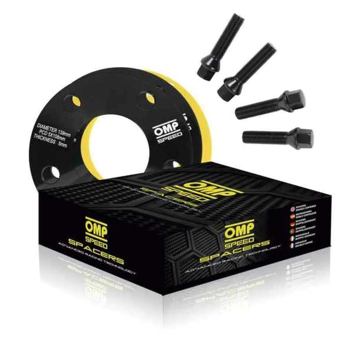 OMP Speed Zestaw Dystanse Podwójnie Centrujące Grubość: 20mm PCD: 5X112 CB.H: 57.1 CB.W: 57.1 OD: 139 Śruba M14X1.5 Stożek+14X1.5 kula Kolor Czarny