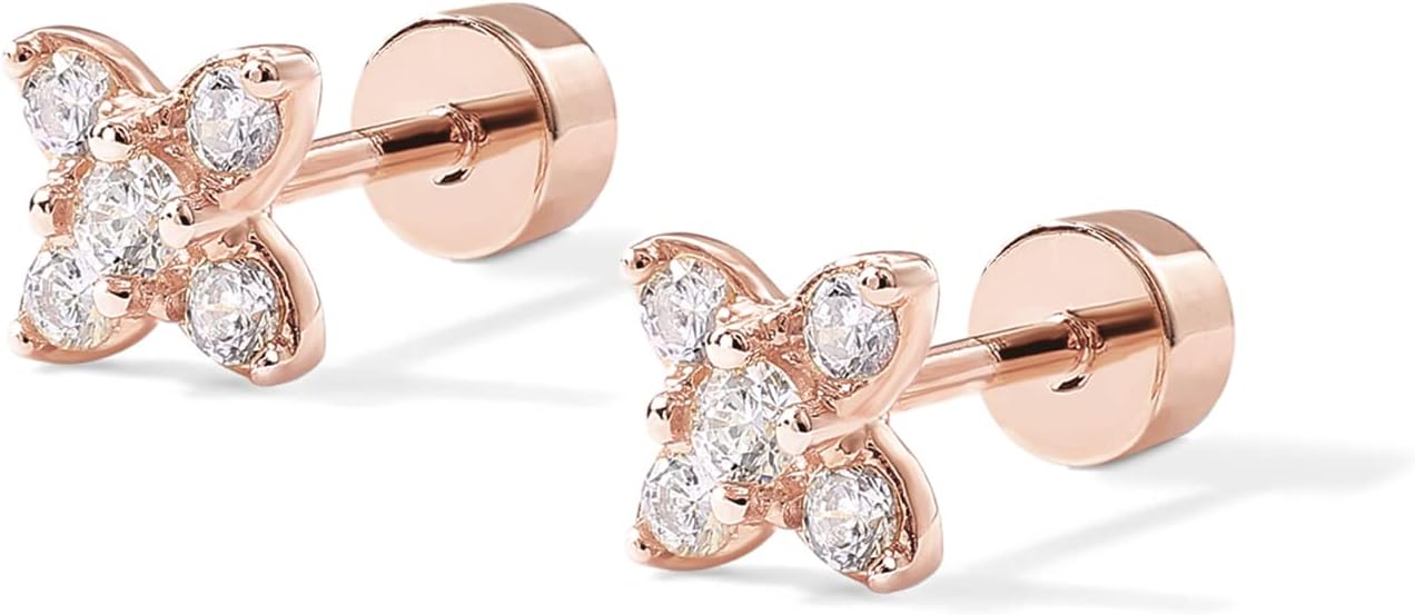 PAVOI 14K Gold Plated Sterling Silver Posts Dainty Mini Multi-Shape Flat Back Stud Earring Pack for Women | Helix Cartilage Piercing Jewelry - Image 3