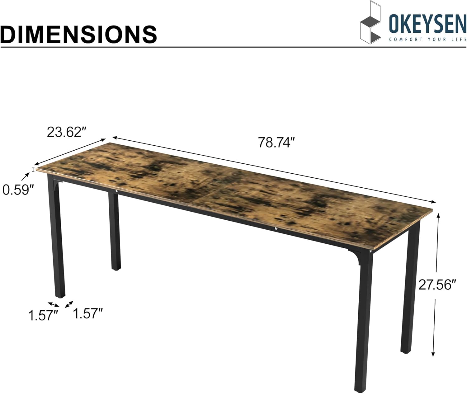 Okeysen Conference Room Table 2 Pack, Modern Office Meeting Table with Metal Frame, Seminar Desk for Boardroom, Meeting Room, Office, 78.74"x23.62"x27.56"