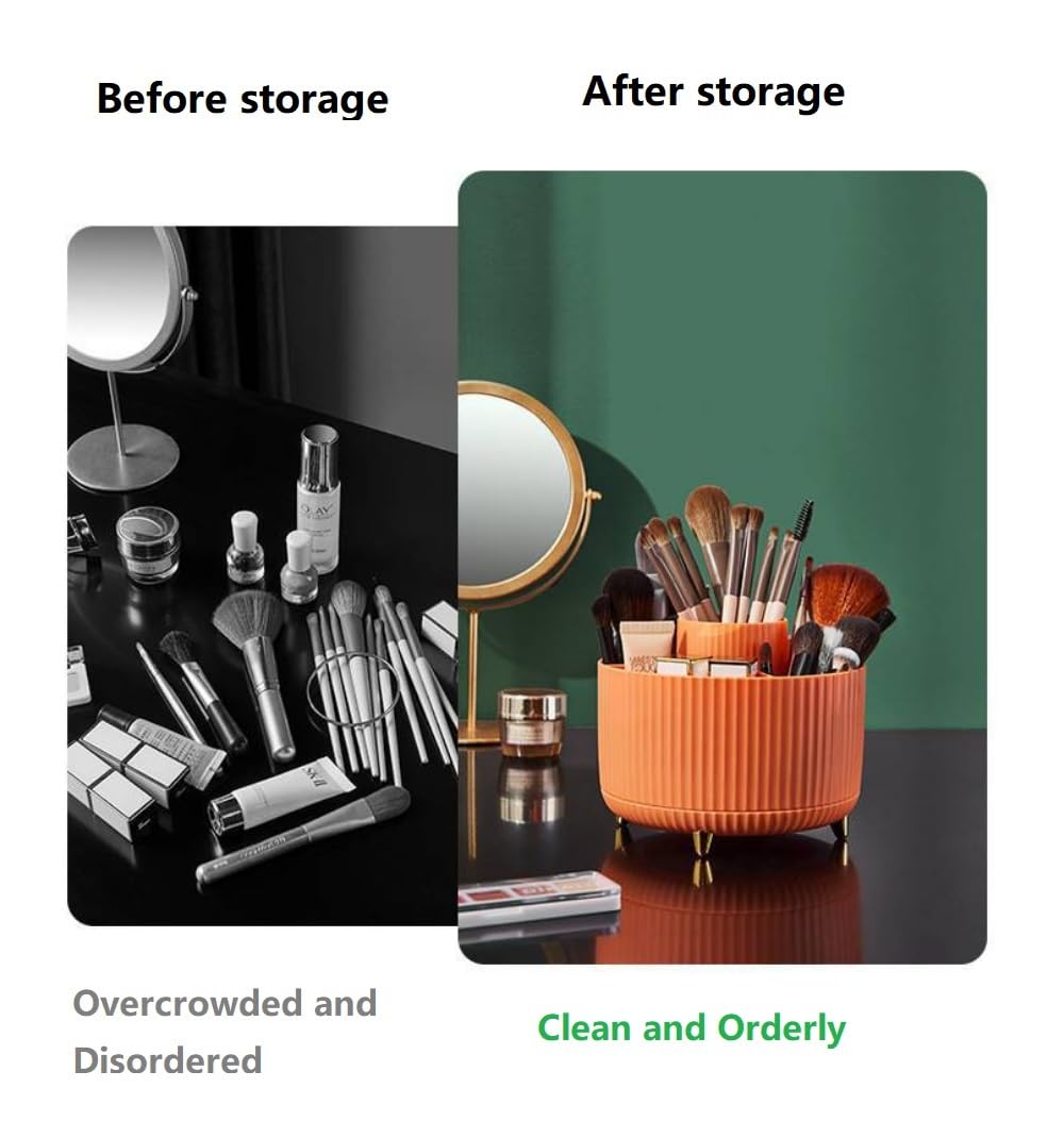 Drehbarer Make-up-Organizer 360° – Kosmetik-Aufbewahrung Mit 5 Fächern, 14 Cm Durchmesser, Für Pinsel & Lippenstifte
