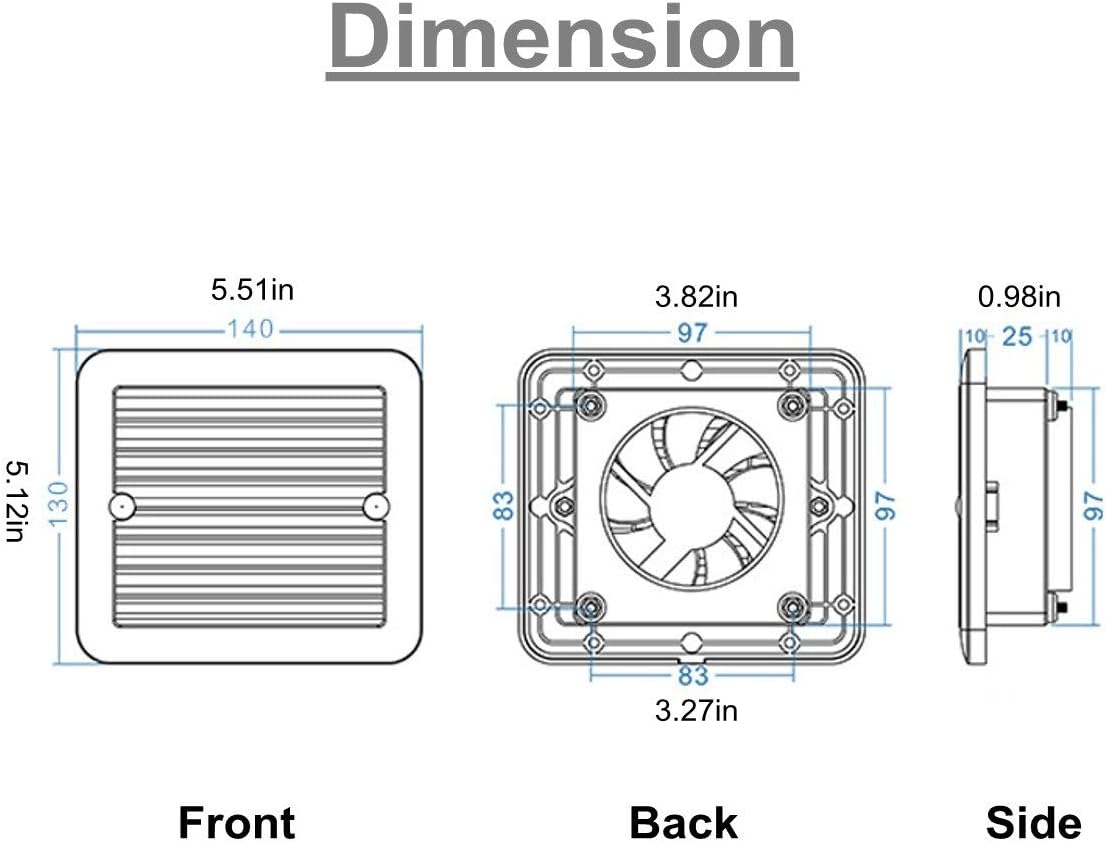 JSEIAJB Waterproof Mute Bathroom Extractor Exhaust Fan Ventilating Strong Side Air Vent for RVs Toilet Window Ventilation Fans