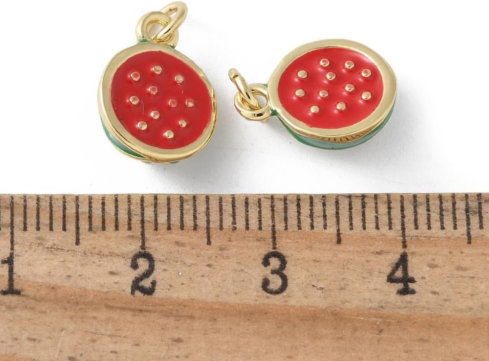 10Pcs Enamel Brass Watermelon Pendants 3D Fruit Charms Summer Food Charms for DIY Jewelry Bracelet Necklace Crafts Making - Image 2