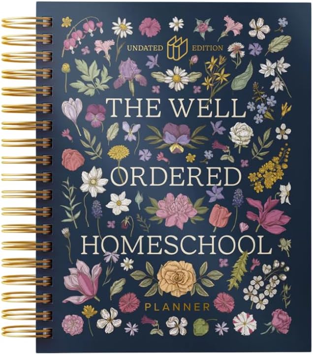 Planner | Undated | Gold Spiral Bound Hard Cover | 7 Day Week Planning | Up to 5 Children | Habits | Monthly Goals | 9.5 x 9.5 inches