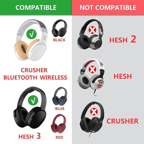 Replacement Ear Pads for Skullcandy Venue Wireless ANC, Headphones Earpads Protein Leather Ear Cushions for Skullcandy Crusher Evo/ANC/Wireless and Hesh 3/Evo/ANC/Wireless Headset Accessories - Black