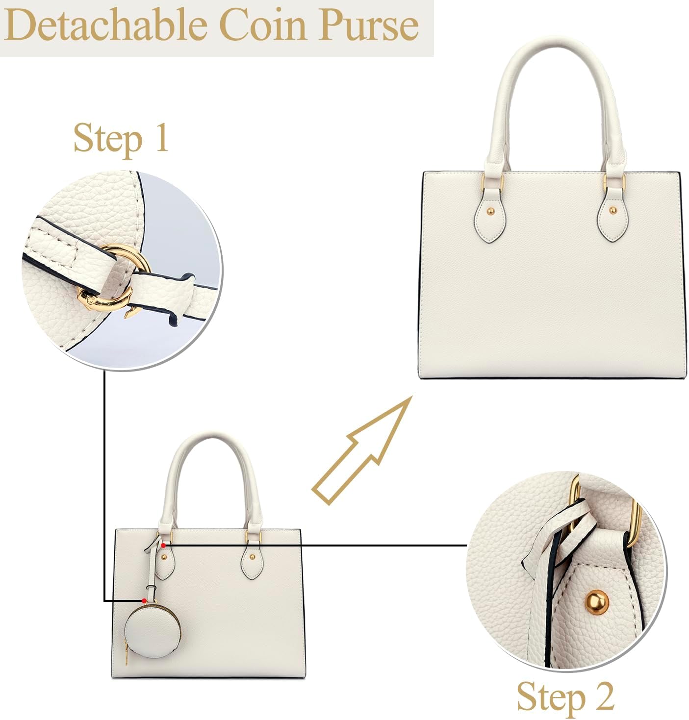 KKXIU Purses and Handbags for Women Vegan Leather Tote Shoulder Bag Ladies Top Handle Satchel with Coin Purse - Image 4