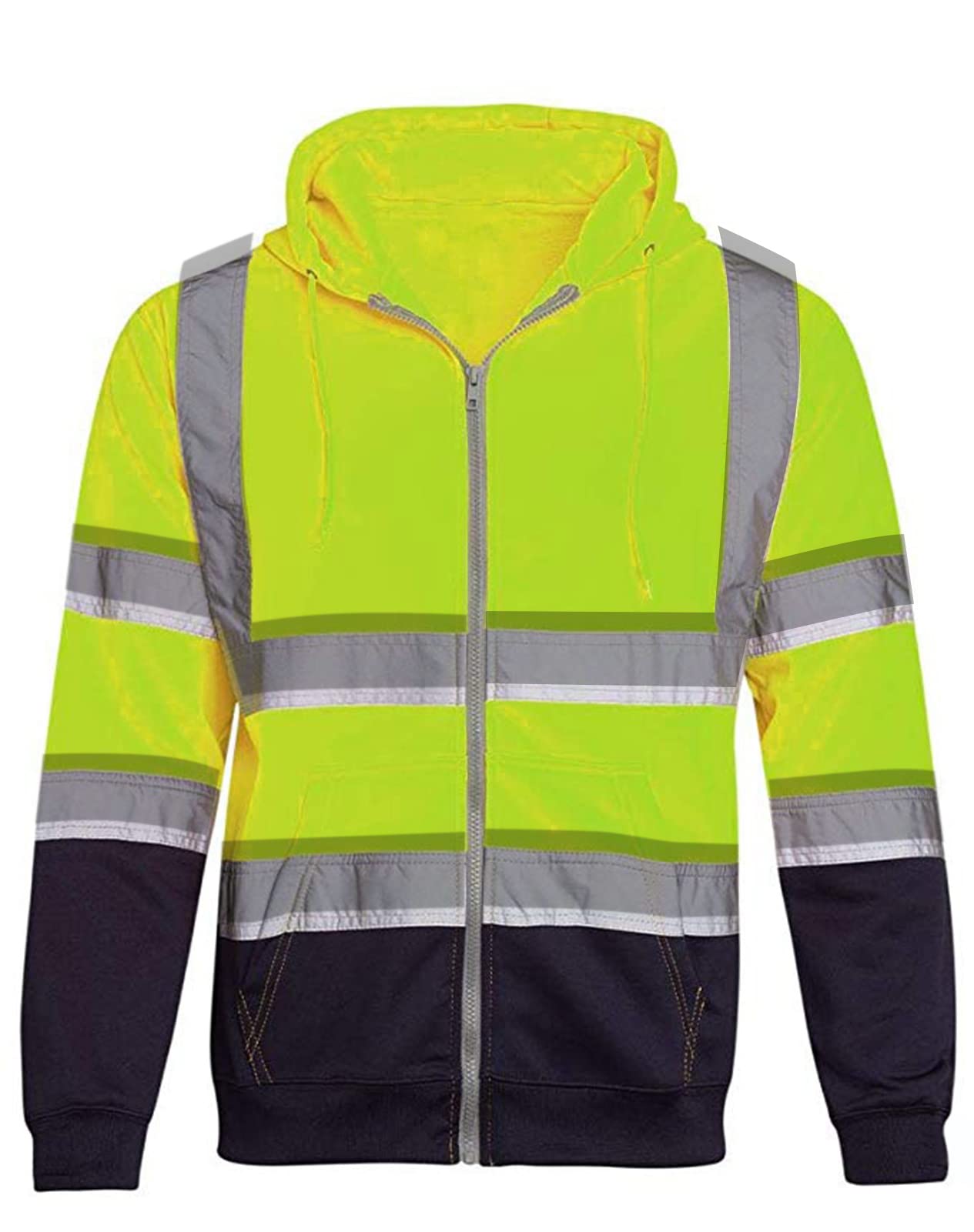 SEAUR Safety Hoodie, Hoodie, Safety Clothing, Jacket, Safety Reflective Jacket, Tops, Breathable, Autumn, Winter, Spring, Cold Protection, Outdoor, Walk, With Pockets, Volunteer, Sports, Nighttime X-Large green