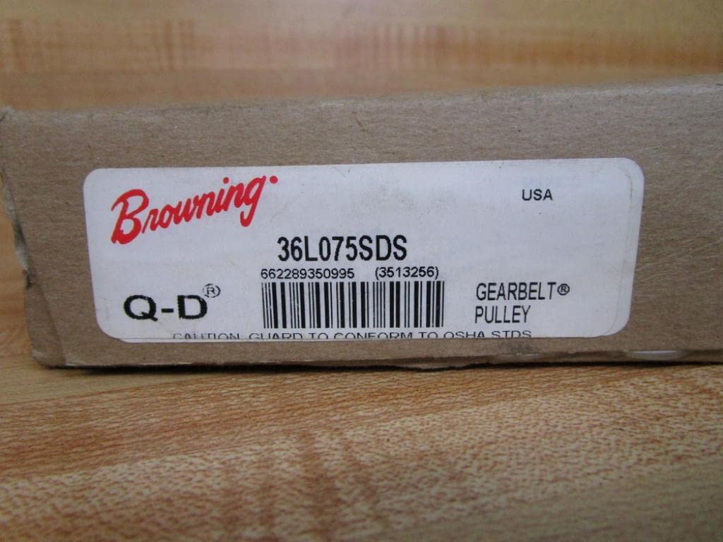 Browning 36L075SDS Steel Gearbelt Pulleys with Q-D Bushings for L075 Belts, 3/8" Pitch, 0.75" Wide, 1" Flanged Pulley