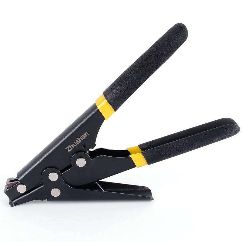 Alicate Pistola para Abraçadeiras de Nylon Zhushan com Tensão Ajustável, Corte Rente, Amarelo e Preto, 1 unidade