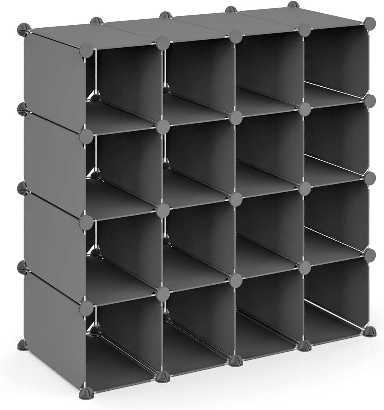 Armario plegable gris y estantería de clasificación modular para salón