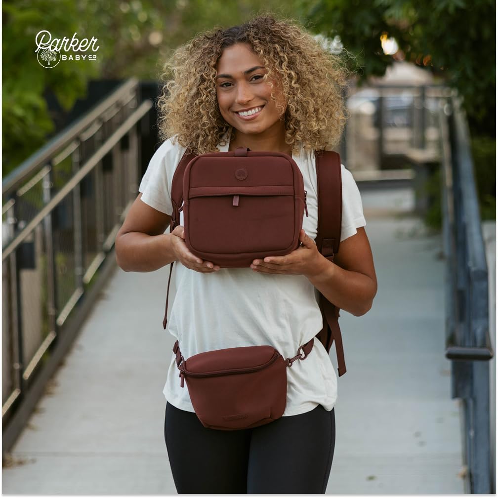 Parker Baby Drift Neoprene Insulated Baby Bottle Cooler | Soft & Waterproof Snacks & Breast Milk Cooler Travel Bag w/Insulated Interior | Attaches to Backpacks & Strollers | Modern & Neutral Colors - Image 7