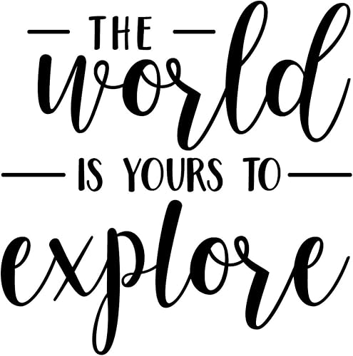 Miniatura 4 de Calcomanía de vinilo para pared, con texto en inglés «The World is Yours to Explore – 22 x 22 pulgadas – Inspiradora moderna para lugar de trabajo,