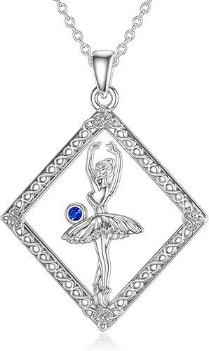 WINNICACA Ballerina Necklace Sterling Silver Ballet Necklace for Women Dance Rec