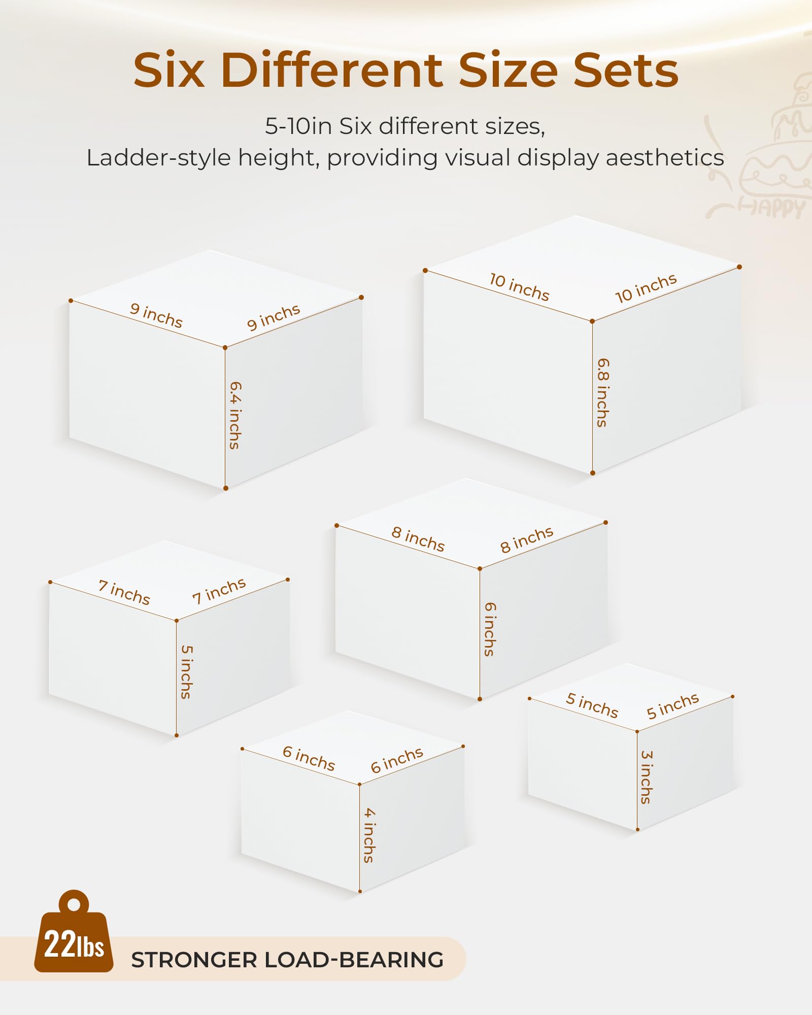 Presentoir Aperitif Buffet Cube, Presentoir a Gateau en Acrylique, Presentoir Parfum, Supports de Buffet Mariage pour Traiteur, Dessert, Bijoux, Figurines, Bonbons, Aliments (Blanc, 5-10in)