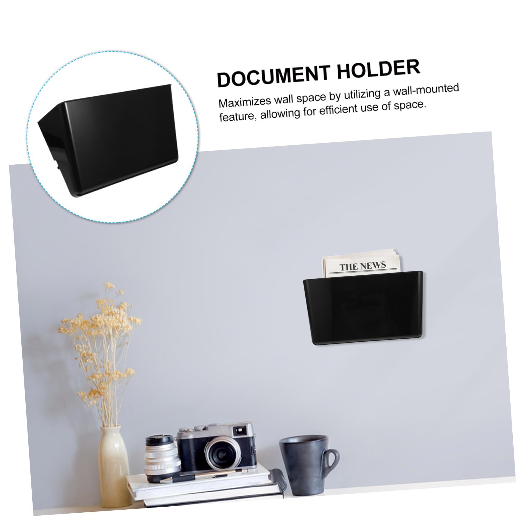 Porta Documenti da Parete in Plastica Resistente Organizer File Holder Multiuso per Ufficio e Casa Supporto Riviste e Cartelle Compatto Murale Ordinato e Pratico