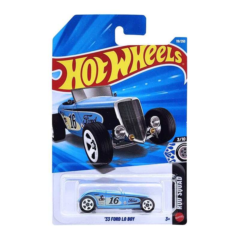 Image of Hot Wheels 33 Ford Lo Boy Rod Squad Ages 3 and Up 119 /250 (Blue)